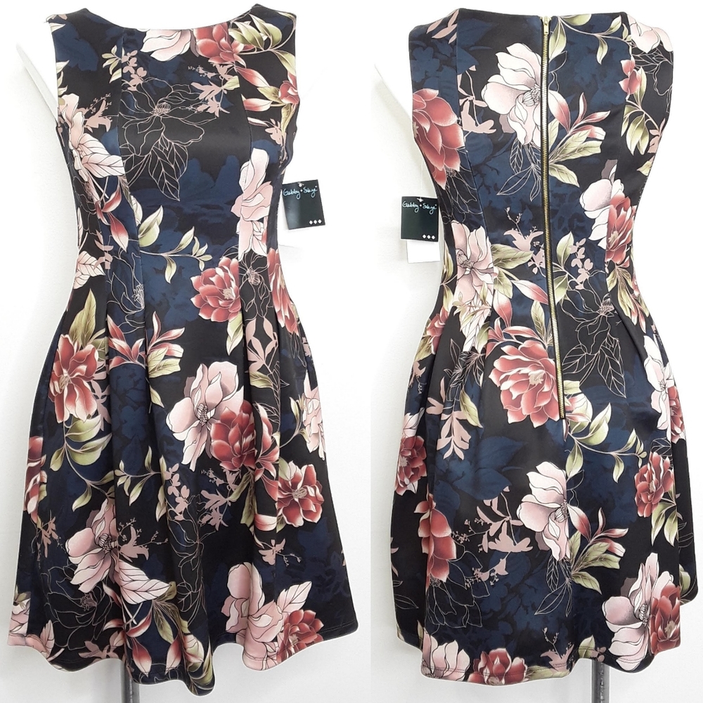 NORDSTROM Gabby Skye Floral Fit & Flare Dress w/ POCKETS NWT sz 4